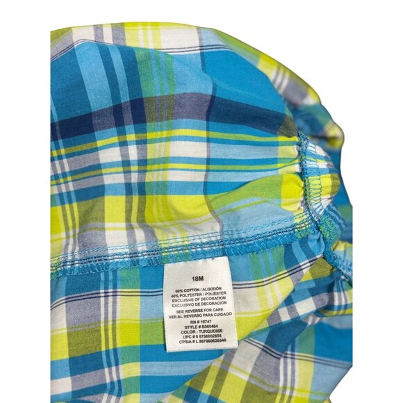 Wrangler Button Up One Piece Body Suit Blue & Yellow Plaid 18 Months Cotton - Picture 6 of 8